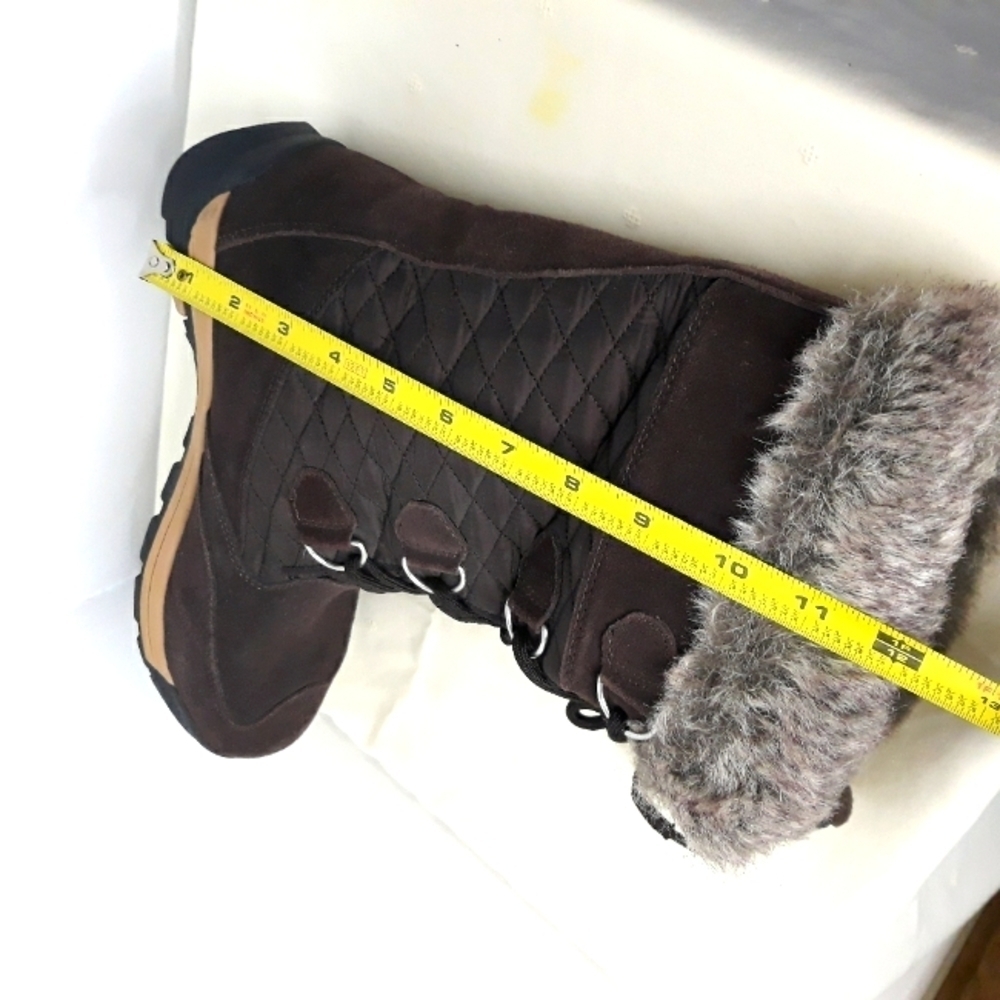 Land's End Women's Suede & Quilted  Brown Fur Trim Fleece Lined Boots Size 10B - Picture 11 of 11